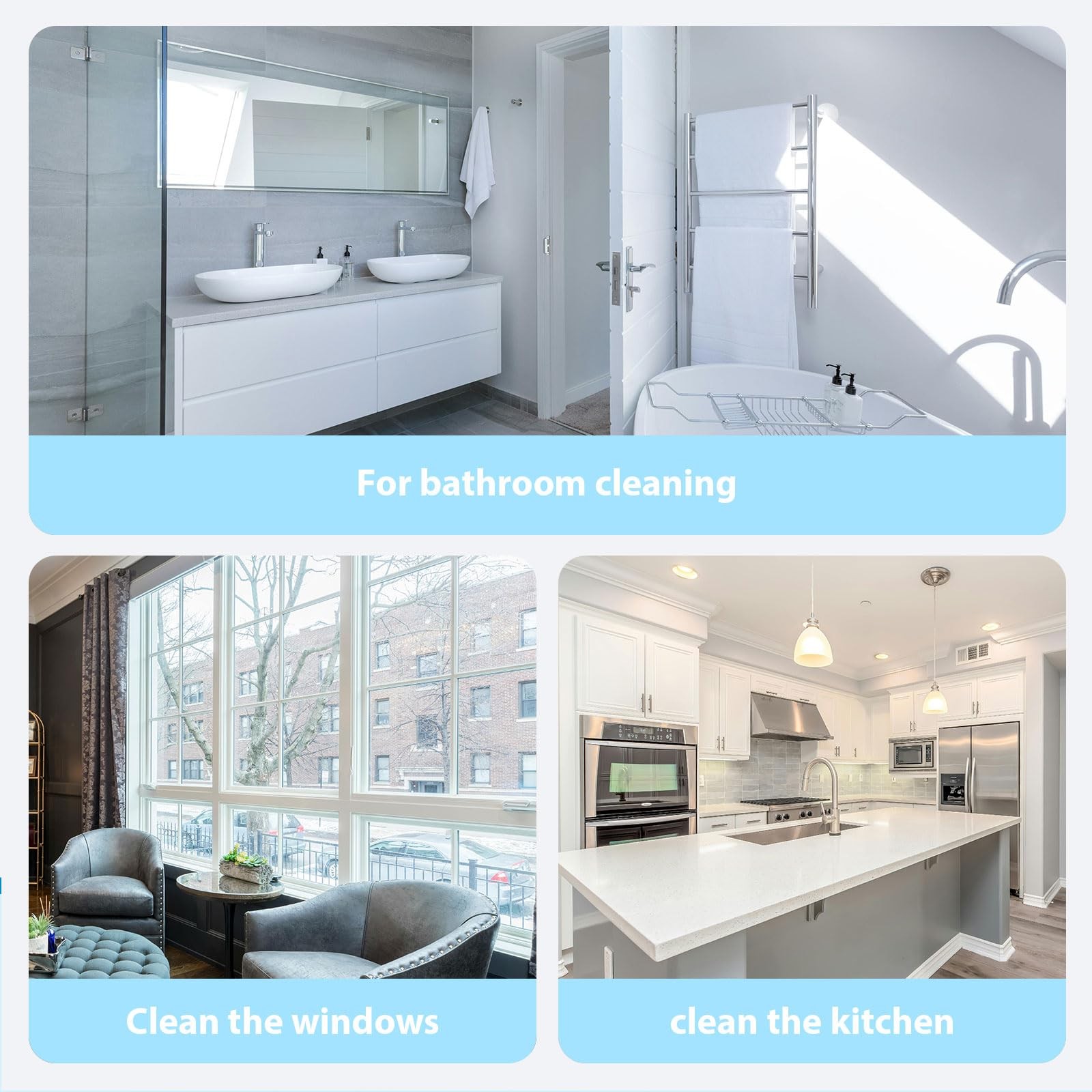 3 in 1 Window Cleaning Scraper Shower Squeegee for Glass Doors Mirror with Sp…