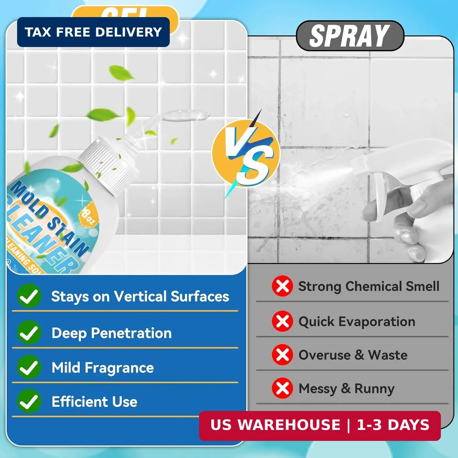 Mold Stain Cleaner Gel, 8 Fl oz Effective Washing Machine Cleaner for Front Load
