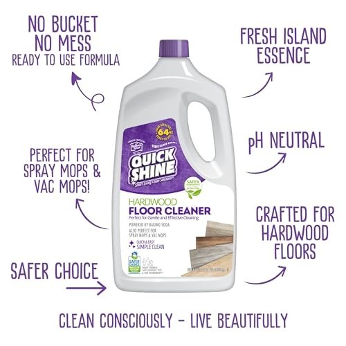 Hardwood Floor Cleaner 64oz 4Pk | Streak-Free, No Rinse | Removes Dirt & Scuffs