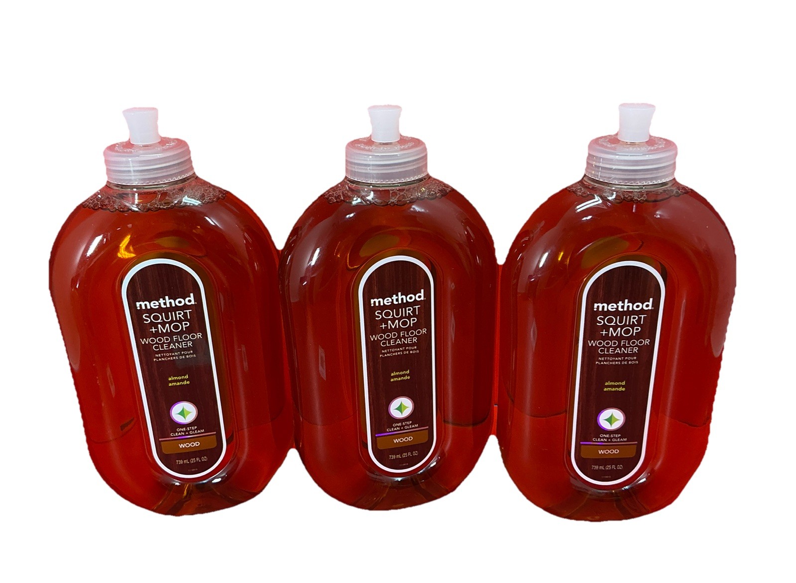 LOT of 3 METHOD SQUIRT + MOP ALMOND WOOD FLOOR CLEANER 25 oz each