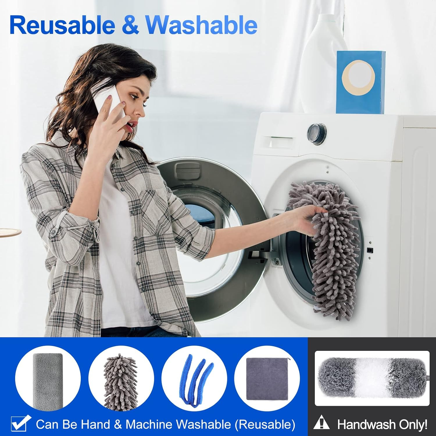 Microfiber Duster Kit (11PCS) – Washable Dusters with Extension Pole (30 to 100
