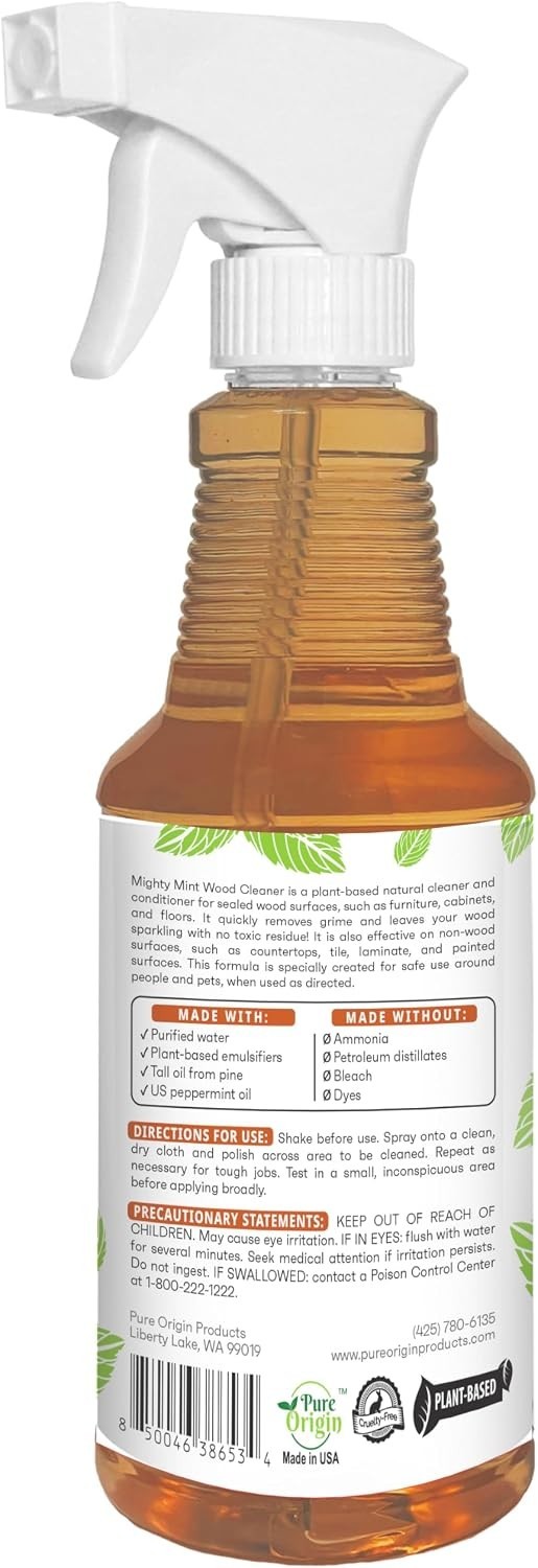 Luxurious Wood Cleaner & Conditioner Spray – 16oz Plant-Based Peppermint Fresh