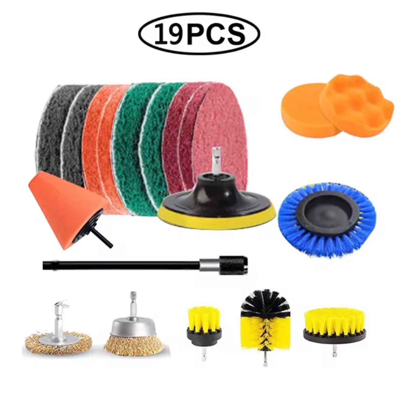 3 To 26 Brush Attachments Set Scrub Pads Sponge Power Scrubber Wash Cleaning Kit