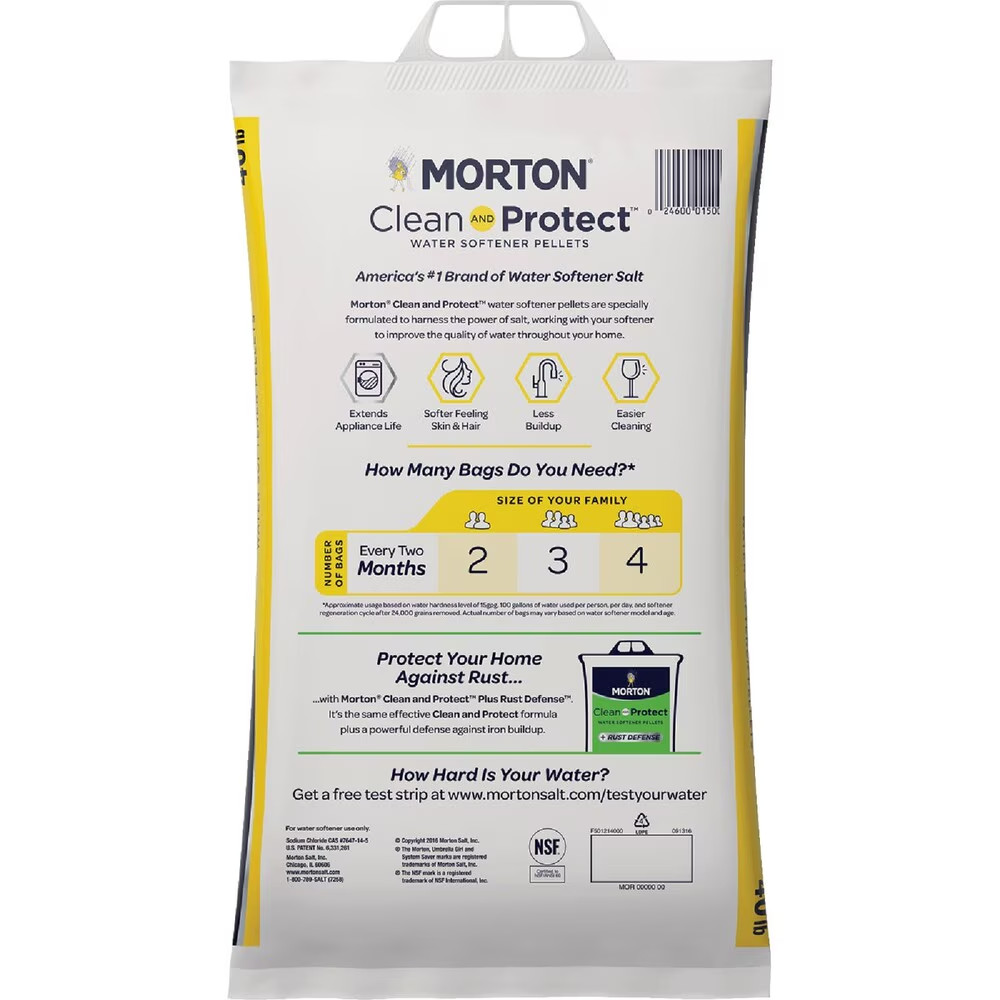(4 pack) Morton Clean and Protect Water Softener Salt Pellets, 40 lb