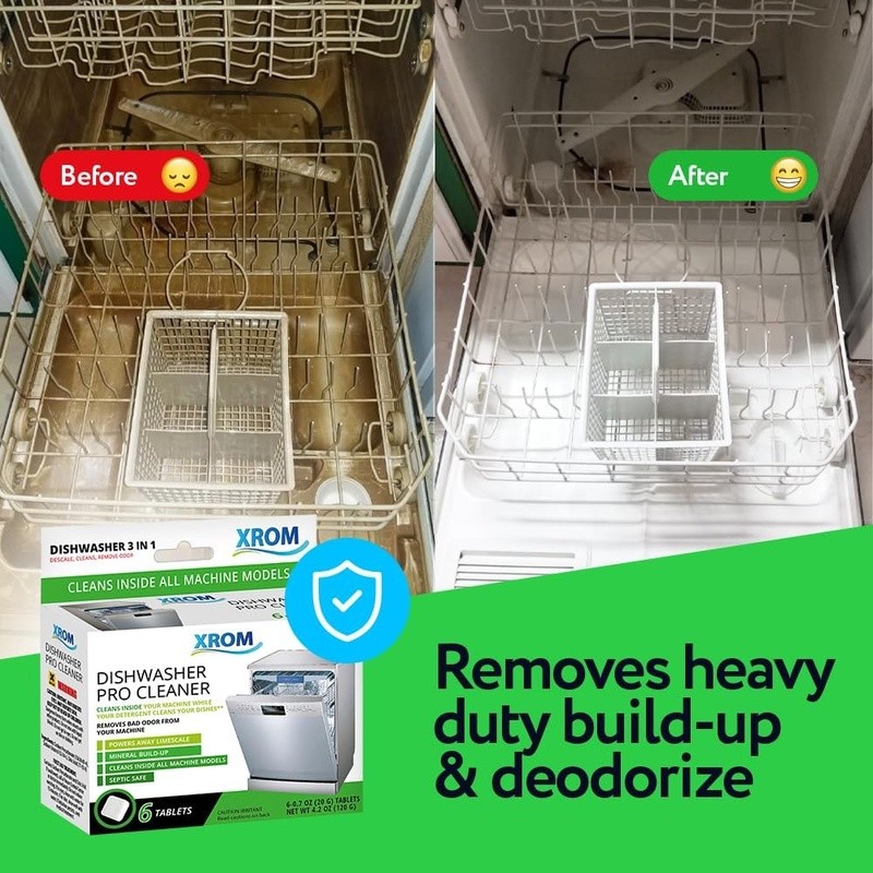 Dishwasher Cleaner Tablets 3 in 1 Deodorizer Descaler Safe Natural Ingredients