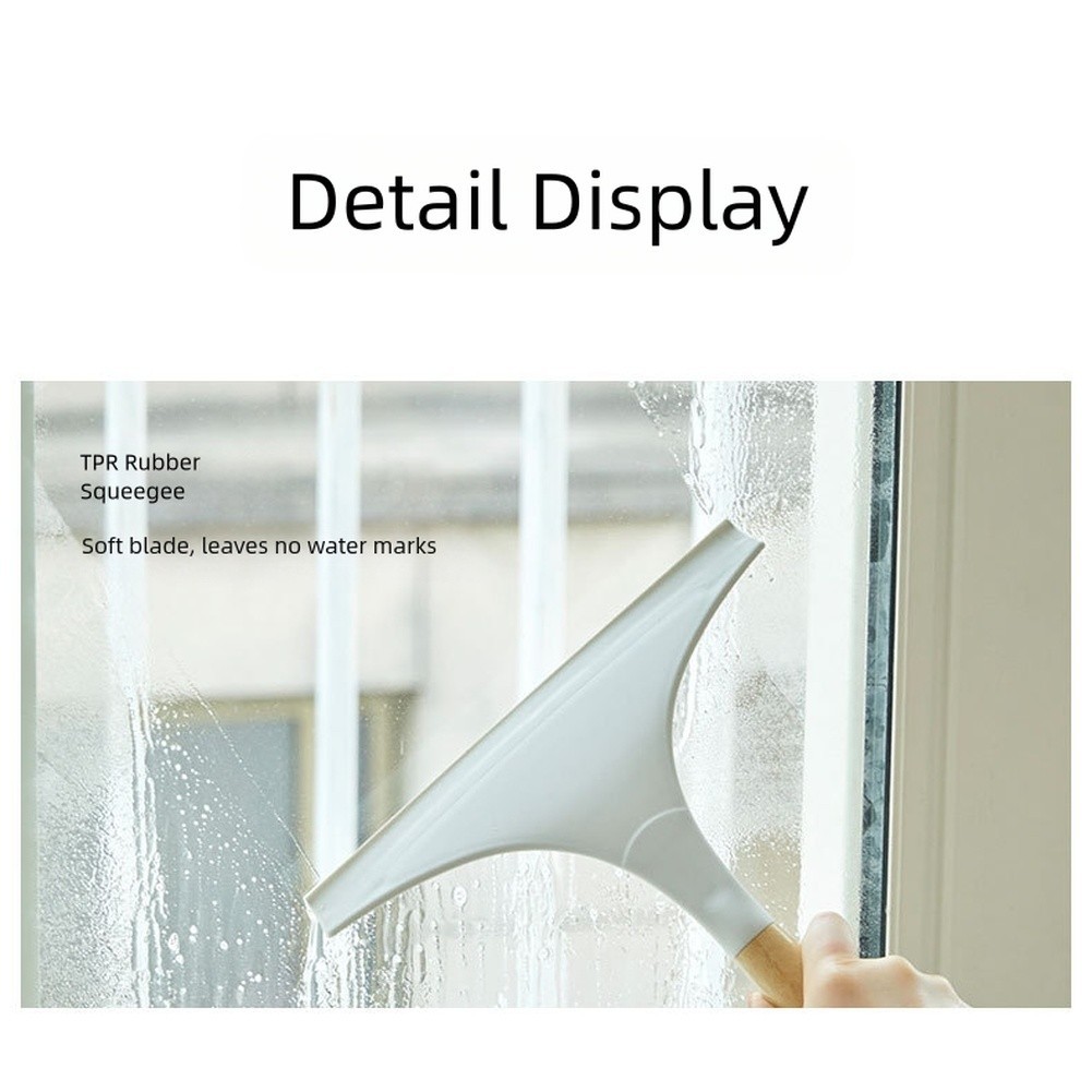 Glass and Window Scraper with Wooden Handle and Soft TPR Blade for Home Use