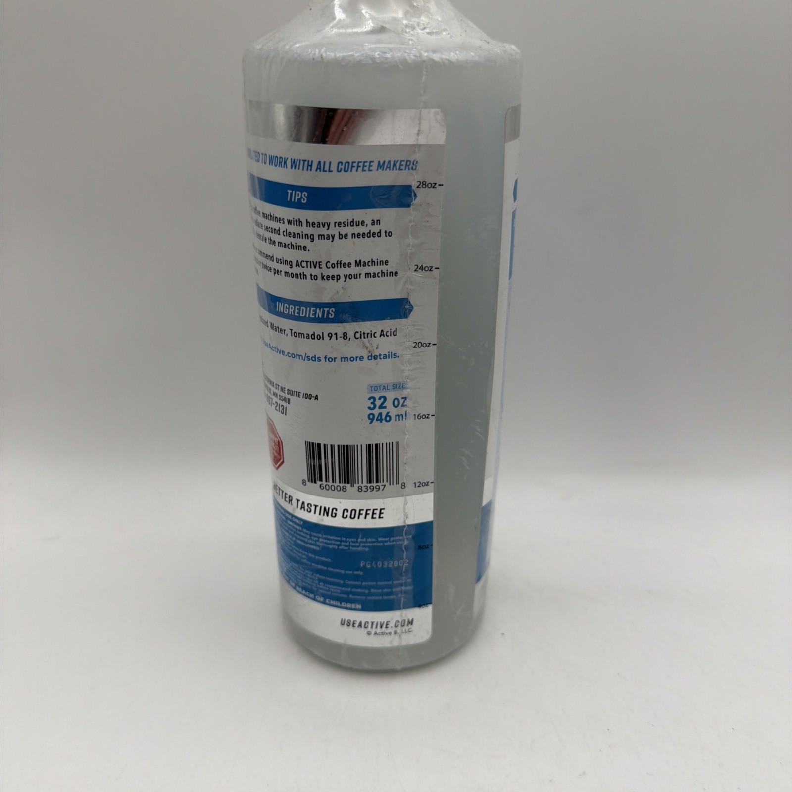 Active Coffee Machine Descaler Descaling Solution 32oz Limescale Remover