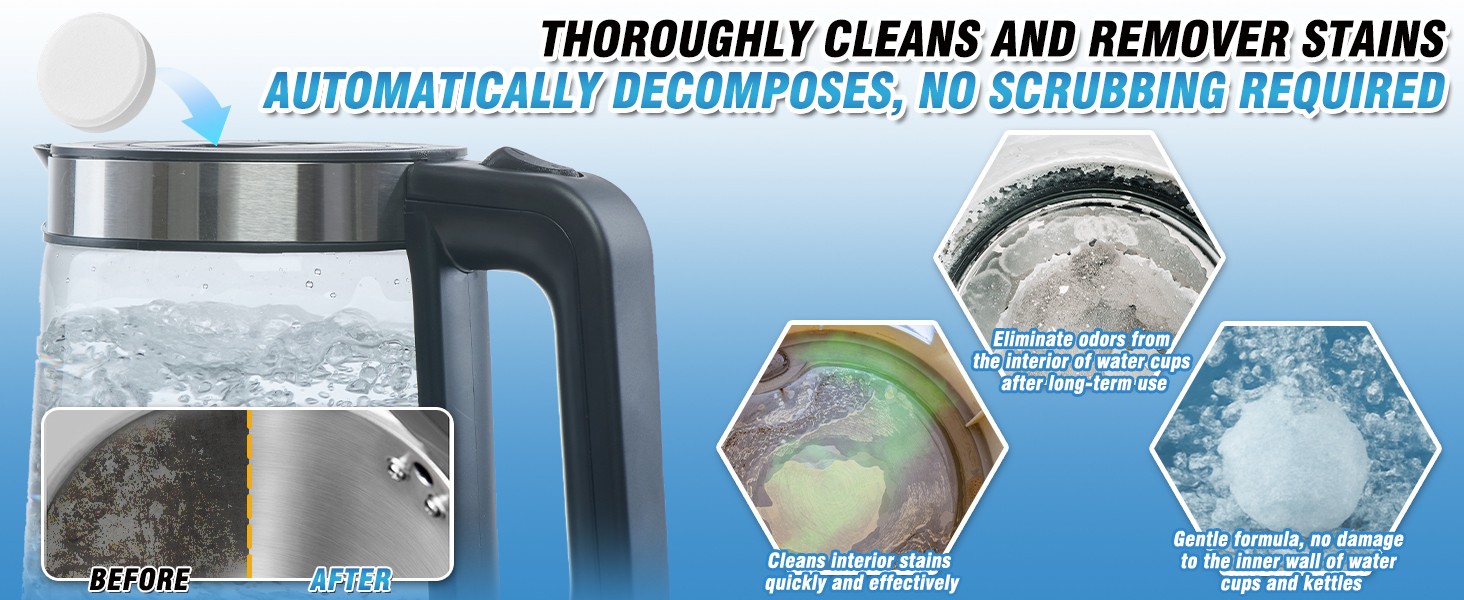 Kettle Descaler Tablet 36 Packs, Powerful Limescale Remover for Coffee Maker,