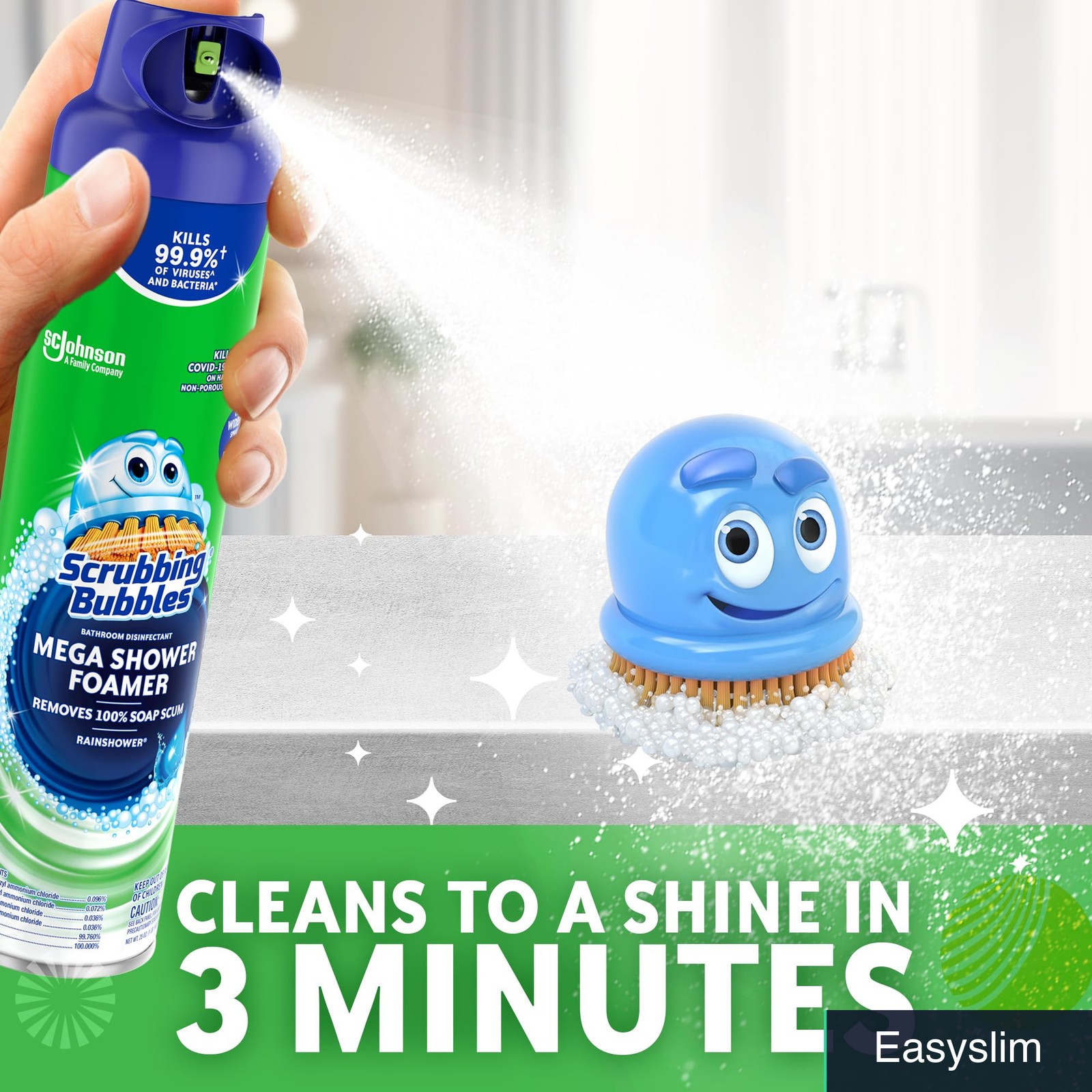 Bathroom Cleaner 20oz Rainshower Scent 2 Pack Foaming Aerosol