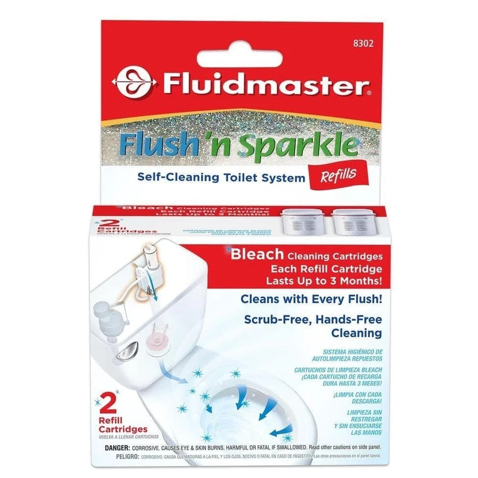 Fluidmaster Flush-n-Sparkle Automatic Toilet Cleaning System Bleach Refills 2Pck