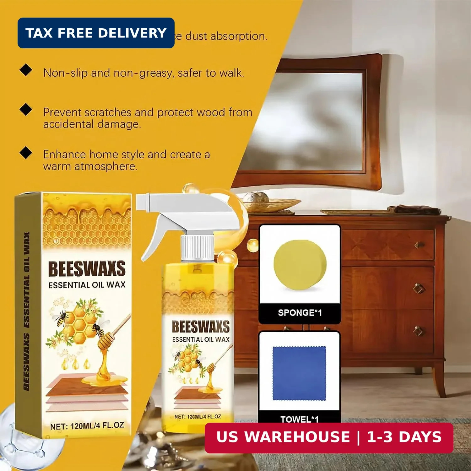 2026 Wood Polishing Beeswax Spray Upgrade Natural Furniture Waterproof Polish an