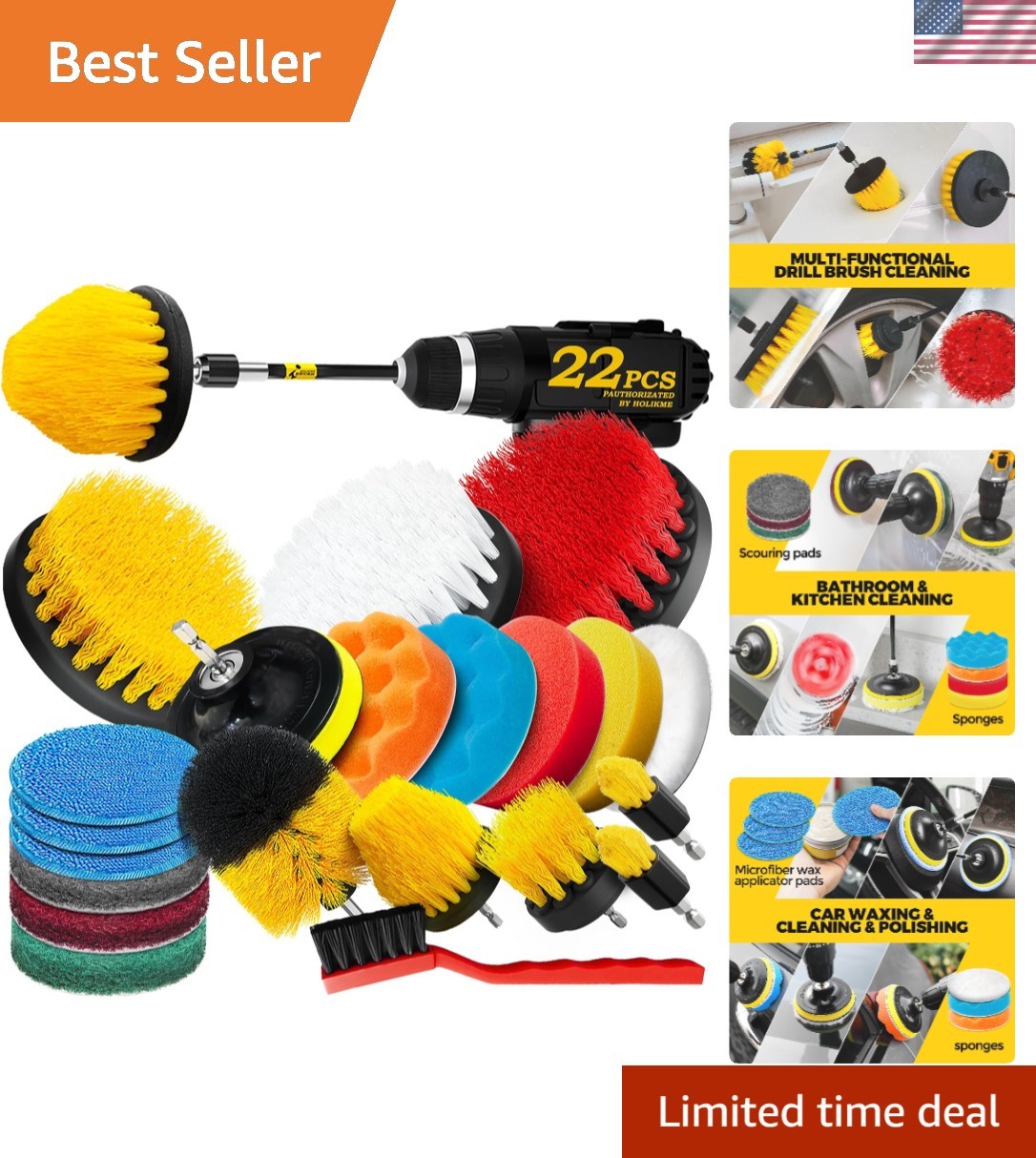 22-In-One Drill Brush Attachment Set – Ideal for Deep Cleaning Home & Vehicles