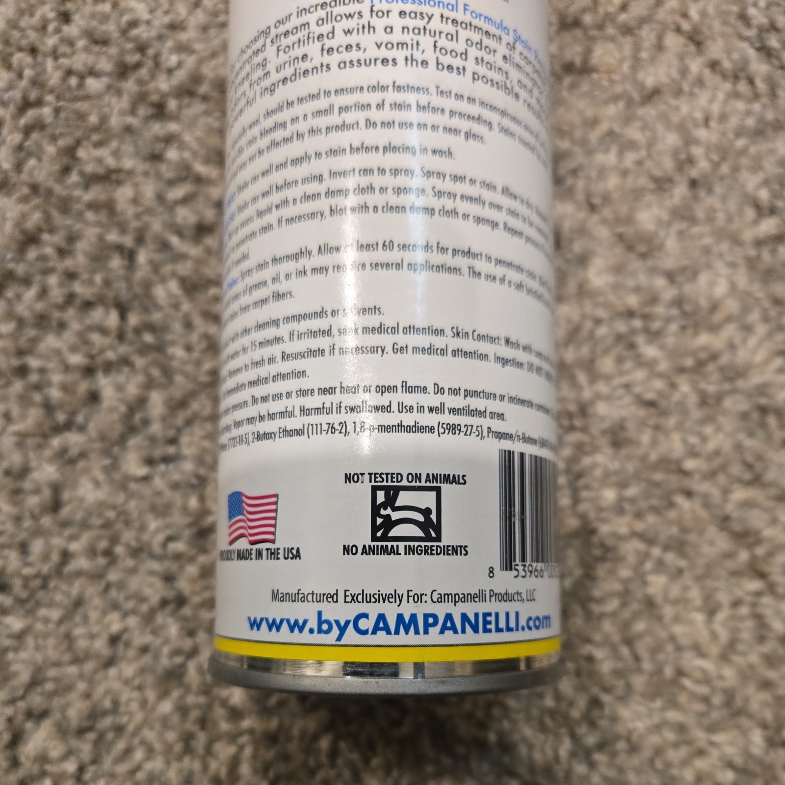 Campanelli Professional Formula Stain Remover 15 Oz Spray (New) For Pet Odors