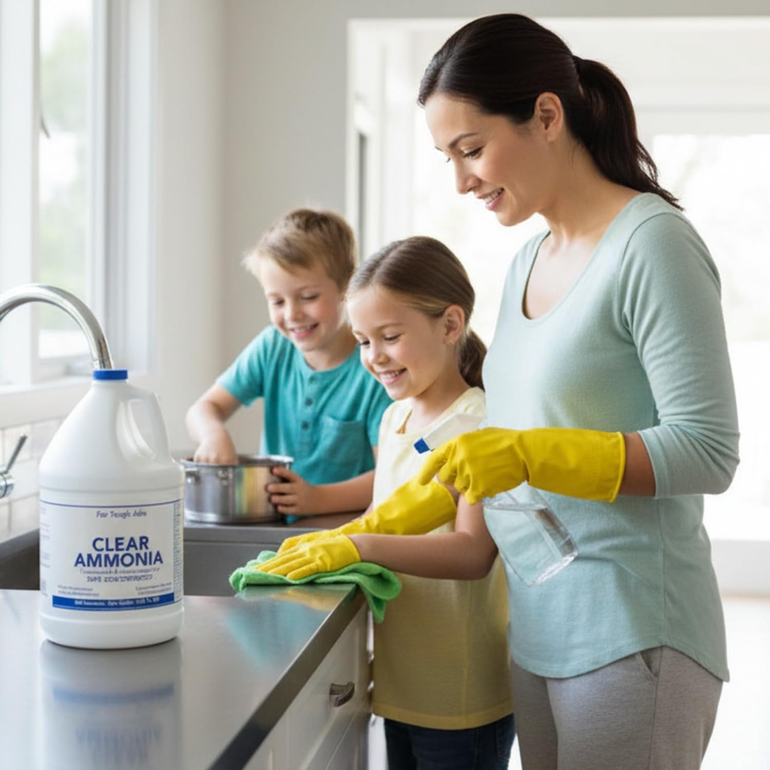 (4 Gallons) Clear Ammonia Cleaner Liquid, Multi-Surface Cleaning Solution | Remo