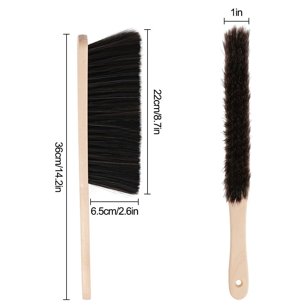 2 Pieces Wooden Dust Brush Hand Broom, Bench Brushes with Bristles, Handle Ha…