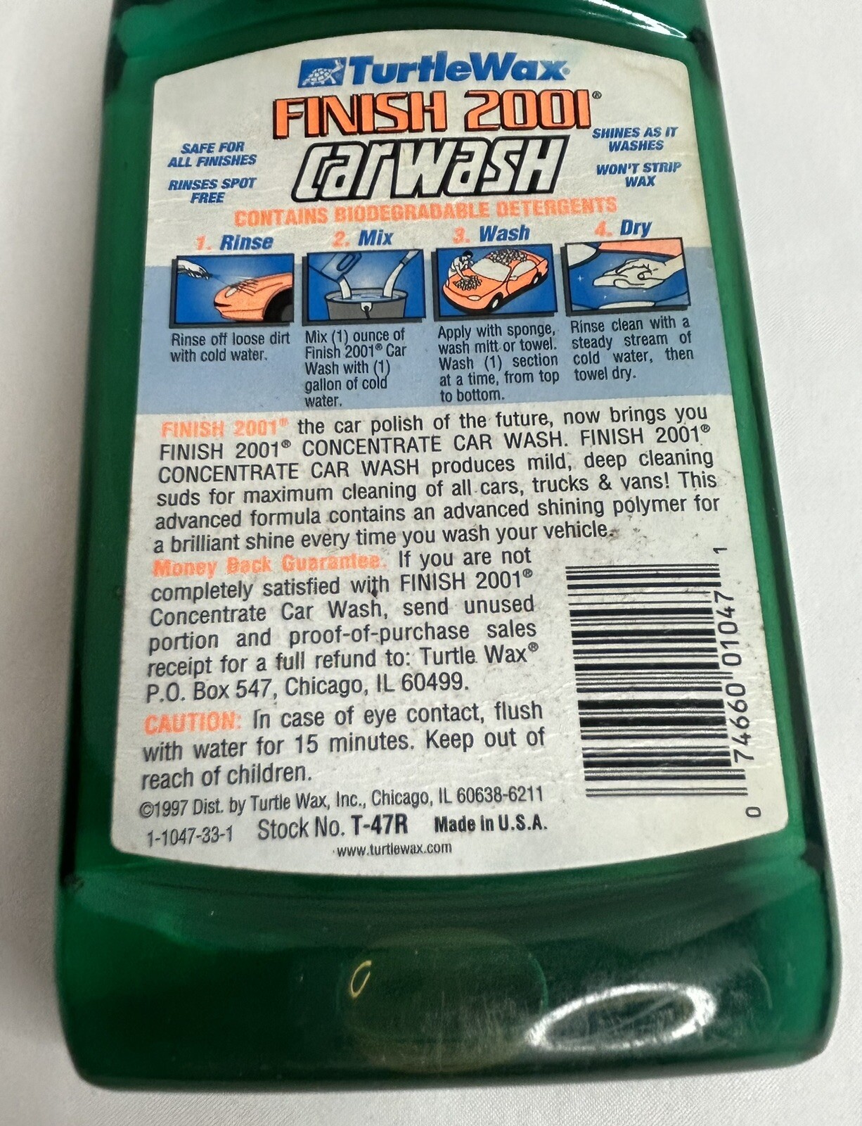 Vintage (1997) Turtle Wax 2001 Concentrate Car Wash with Shine Enhancers 16 Oz
