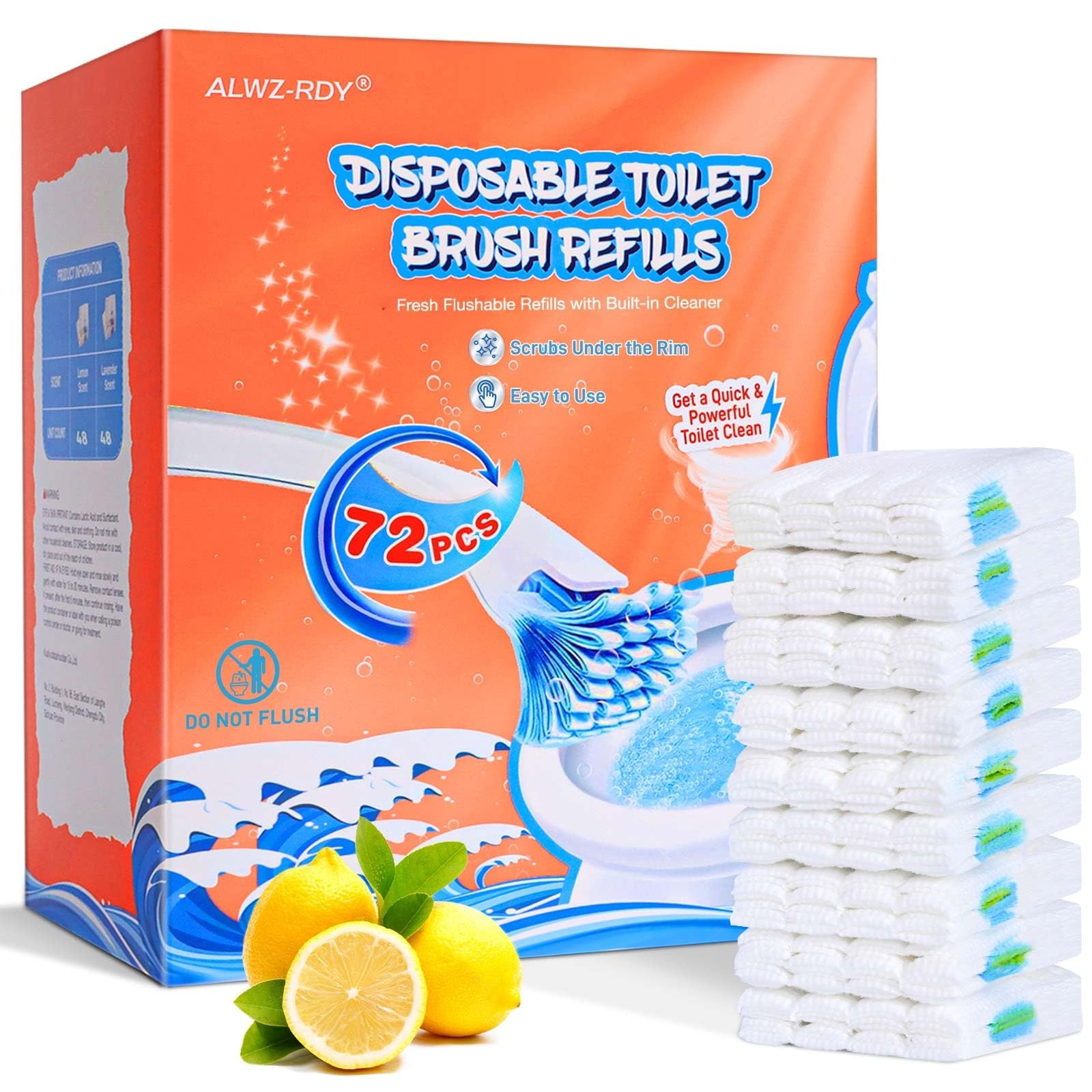 Cleaner Refill Pads 72ct Disposable Scrubber Refill Fresh Bowl Pads for Bathr…
