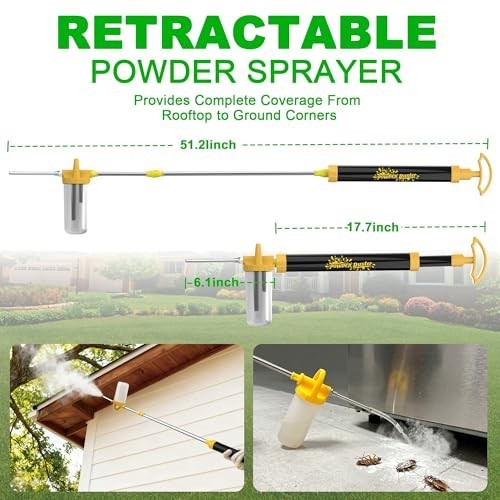 Diatomaceous Earth Duster Powder Sprayer 4FT Telescopic Wand Adjustable Flow