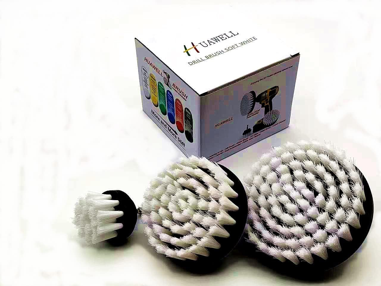 New Quick Change Shaft 3 Pack Soft White Drill Brush Carpet, Upholstery