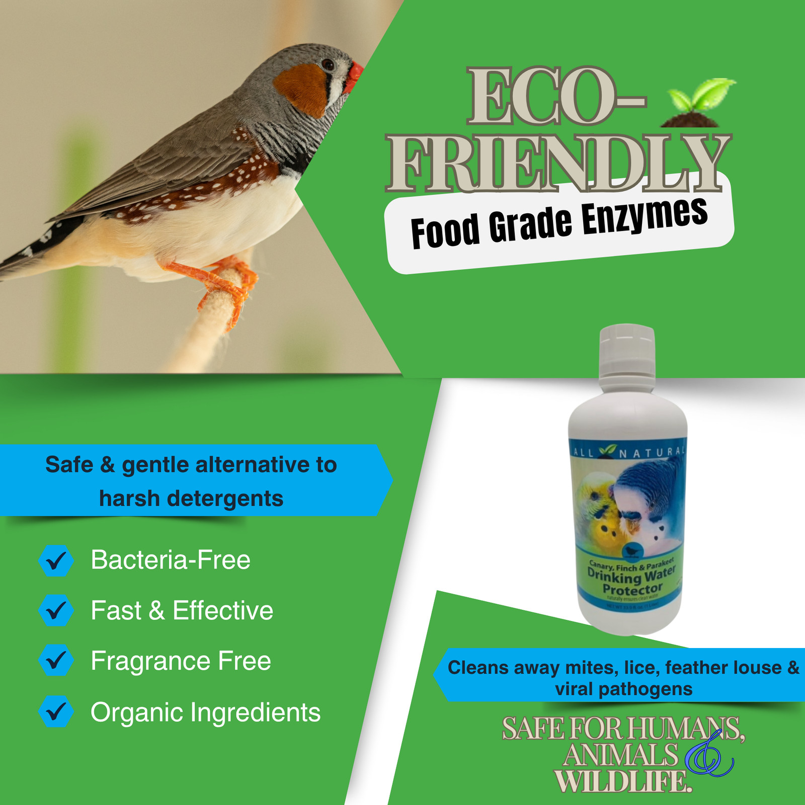 Pet Bird Drinking Water Protector | Keeps Water Fresh & Slime-Free | 16 oz & 33.