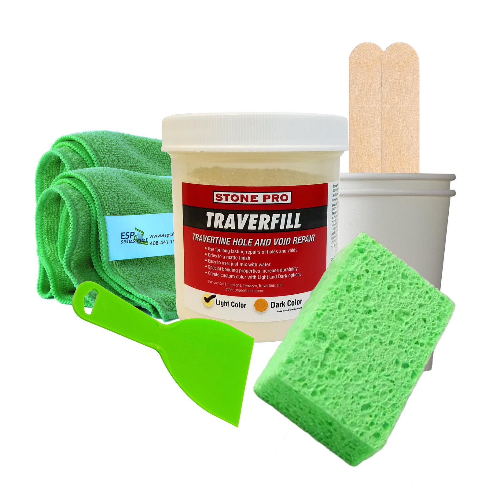 Traverfill Light 1lb KIT to Repair and Fill Holes in Travertine