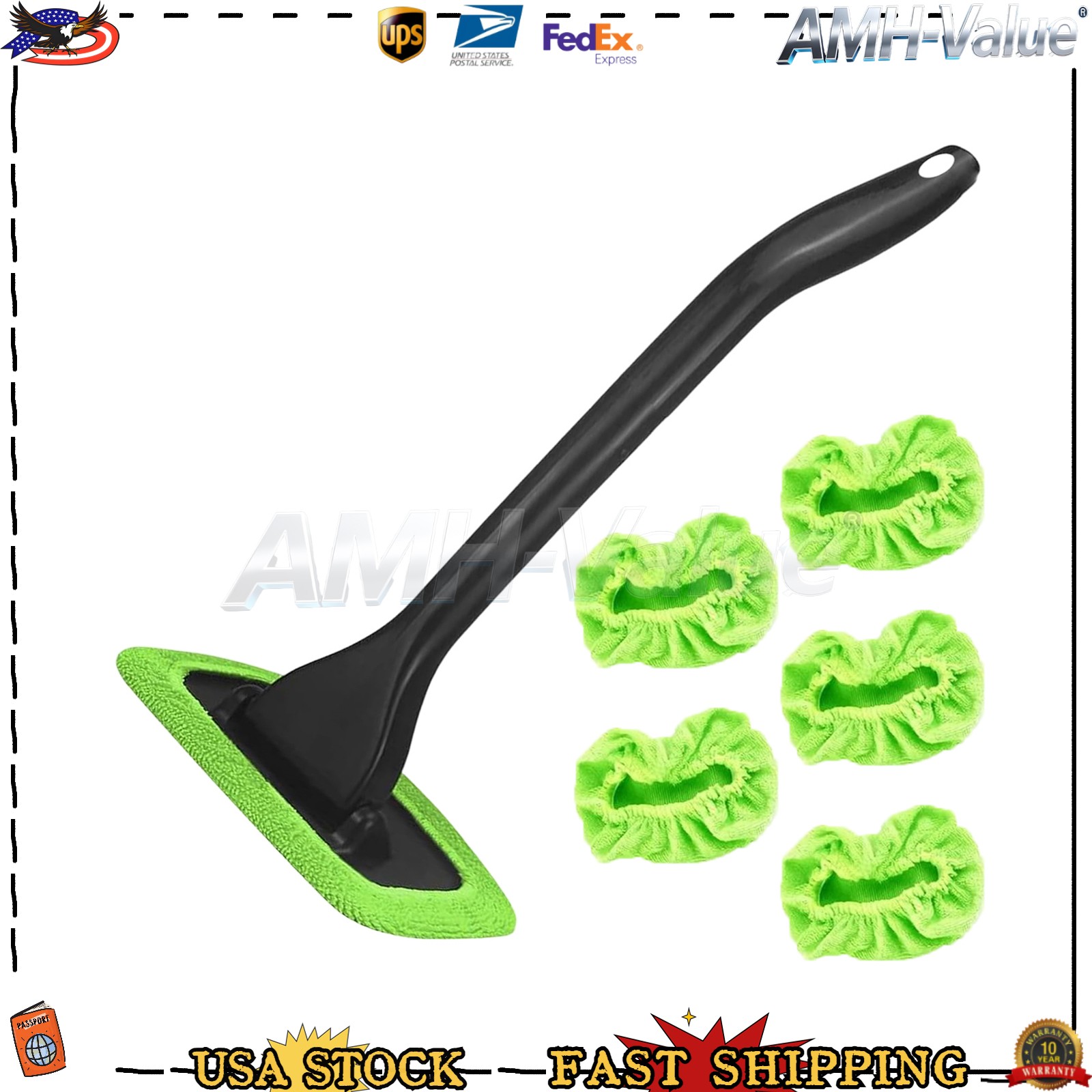 6PCS Window Windshield Cleaning Tool Microfiber Car Wiper Cleaner Glass Brush US