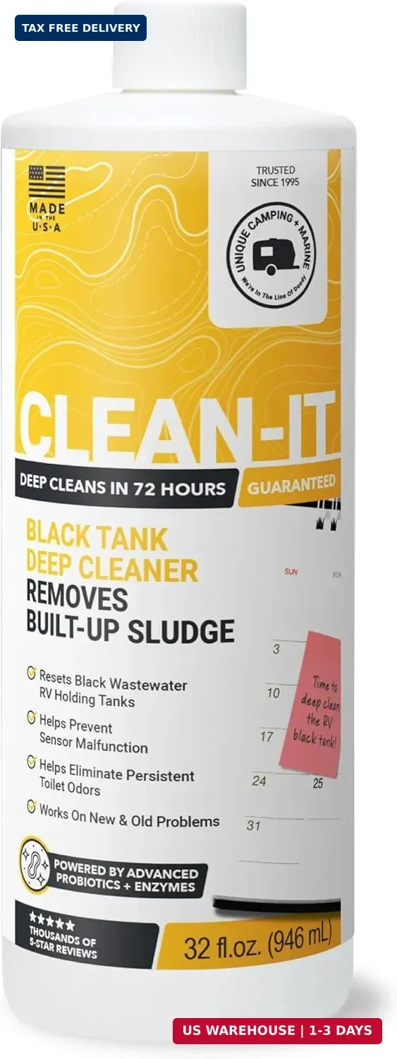 Unique Clean-It RV Black Tank Cleaner Liquid – Deep Cleaner for RV Holding Tanks