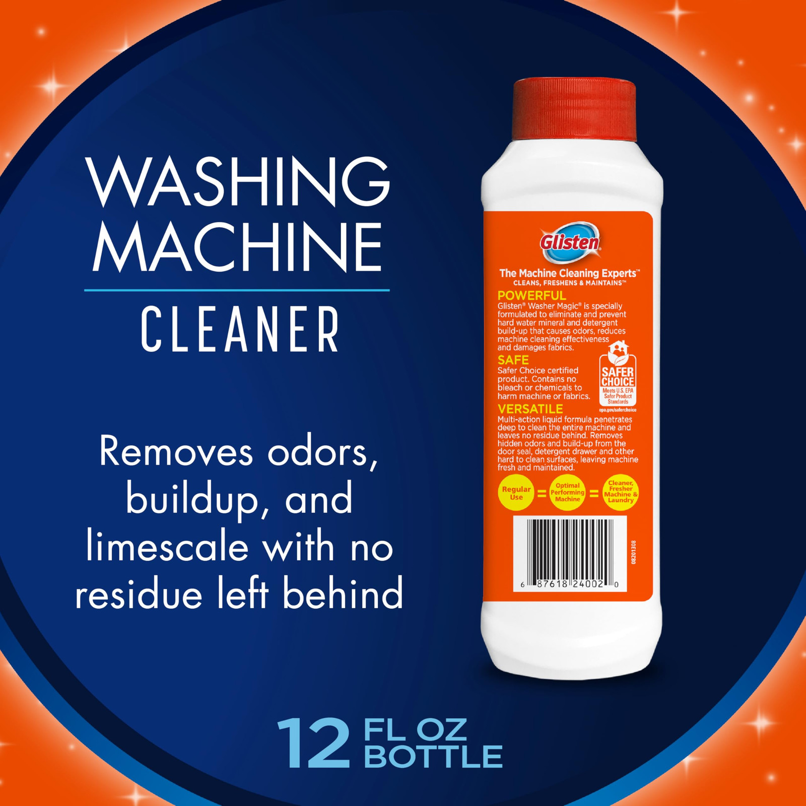 Glisten Washing Machine Cleaner 12 Fl Oz Powerful Odor Remover Deep Clean