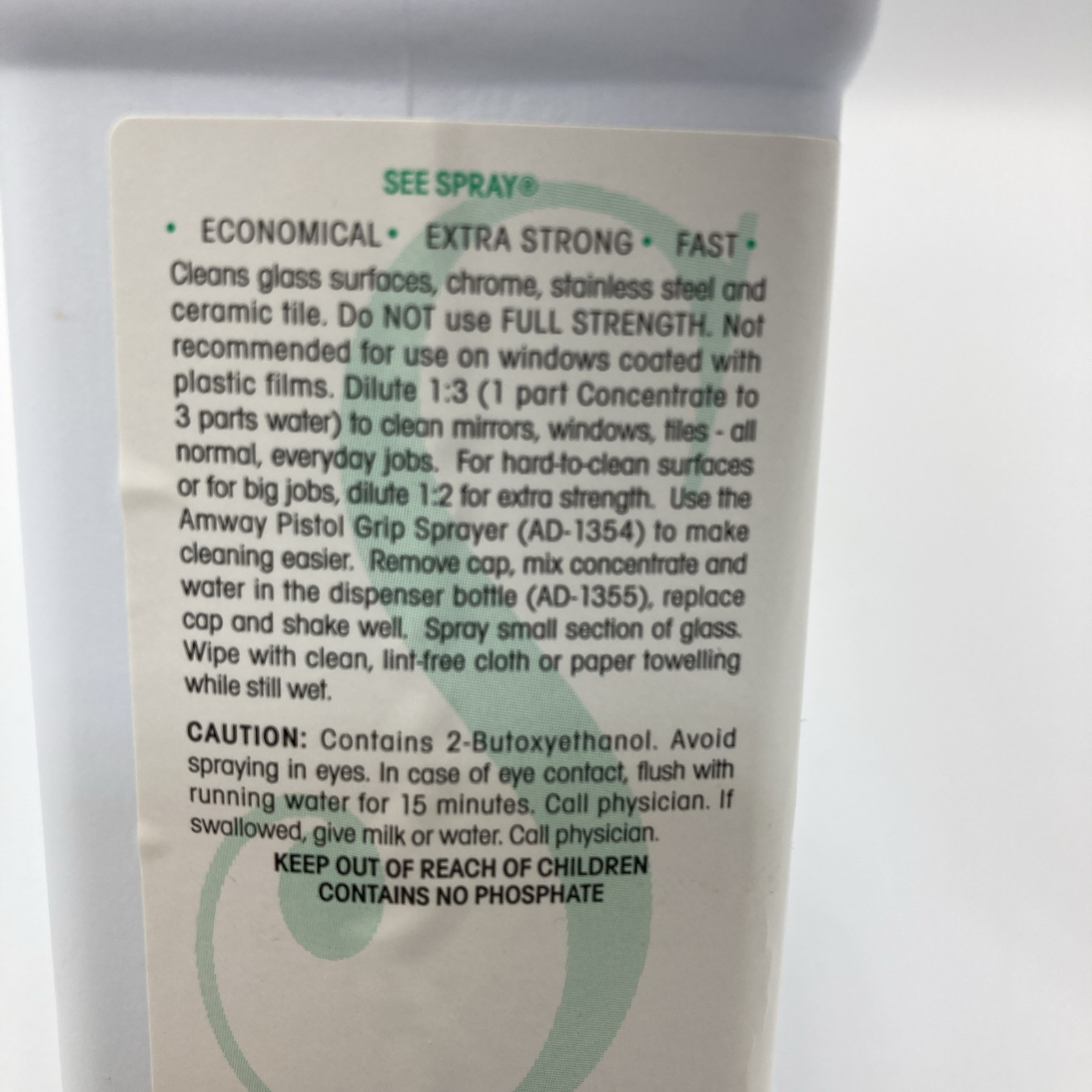 Amway See Spray Glass Window Cleaner Concentrate NOS 1996 USA 250 ml