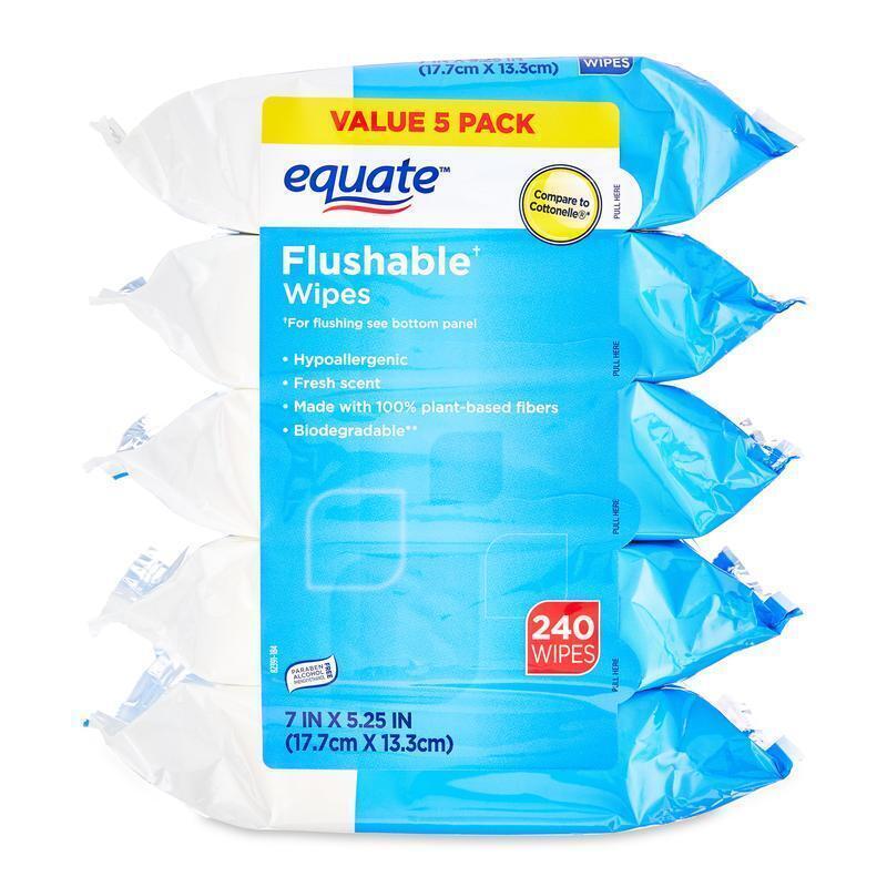 Moist Refreshing Clean Flushable Wipes Hypoallergenic Aloe Vitamin E 240 Total