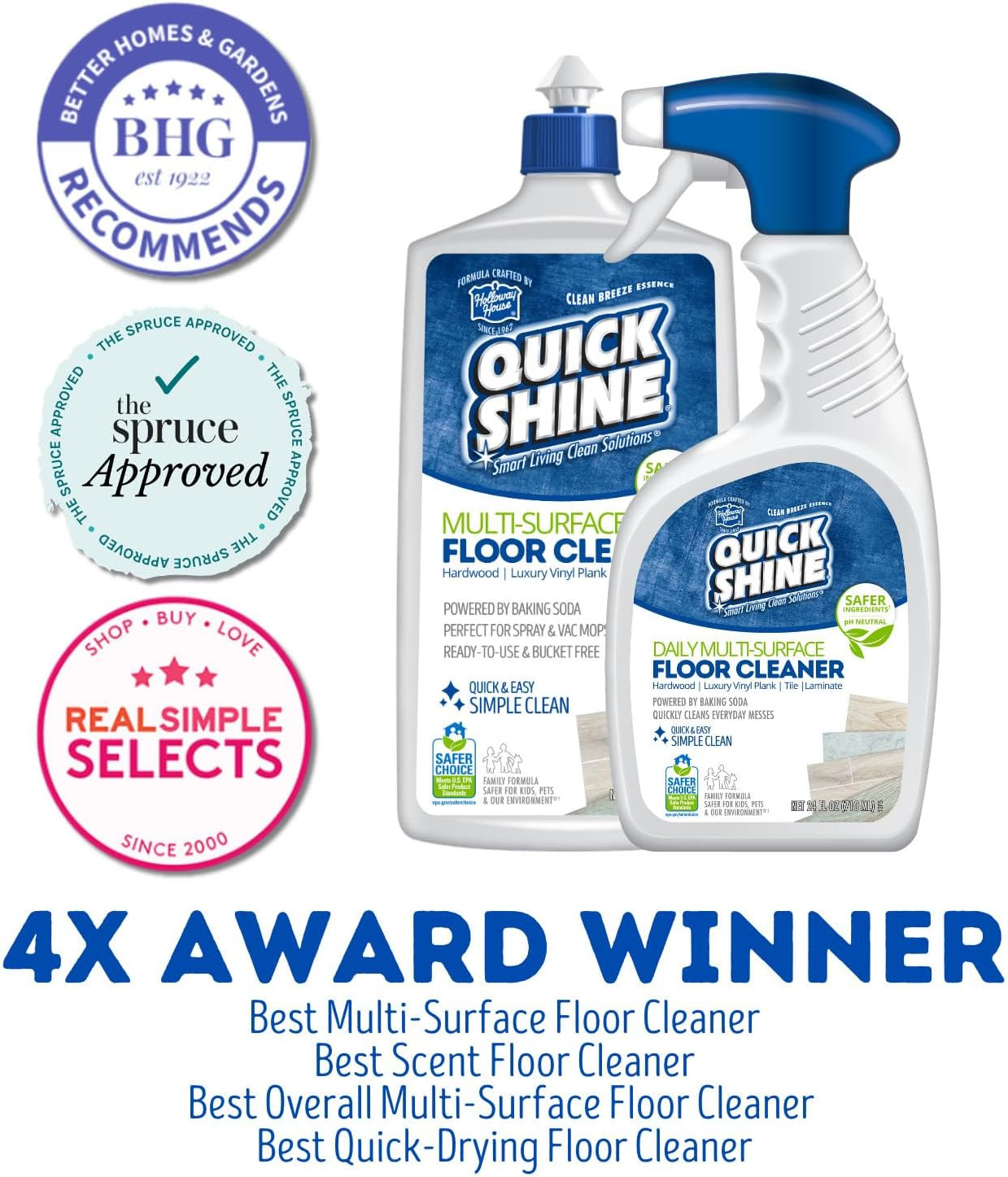 Quick Shine Floor Cleaner 27 Oz 2 Pack Hardwood Laminate Tile No Rinse
