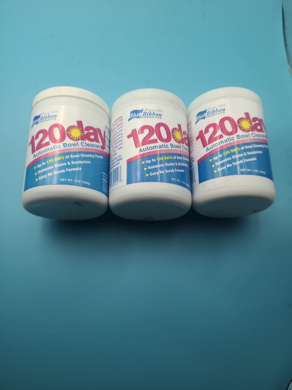 3 X Blue Ribbon Products 120 Day Automatic Toilet Bowl Cleaner 7 oz Each
