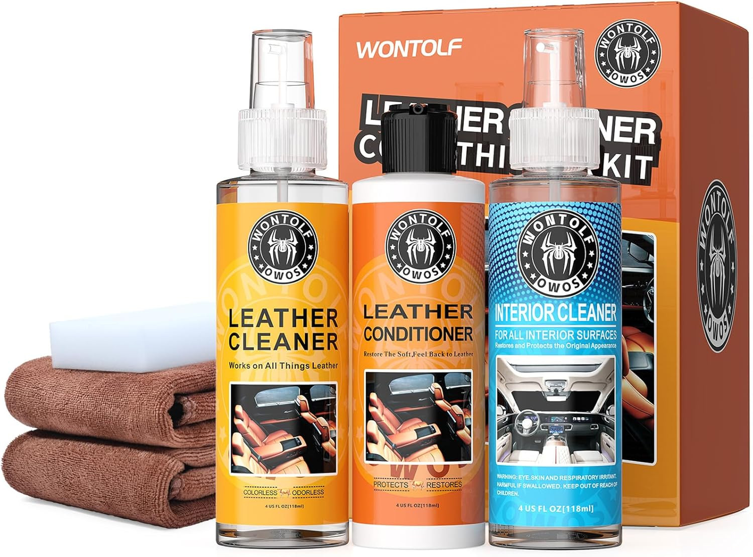 Leather Cleaner and Conditioner Non-Toxic Gentle Total Interior Cleaner Car Wash