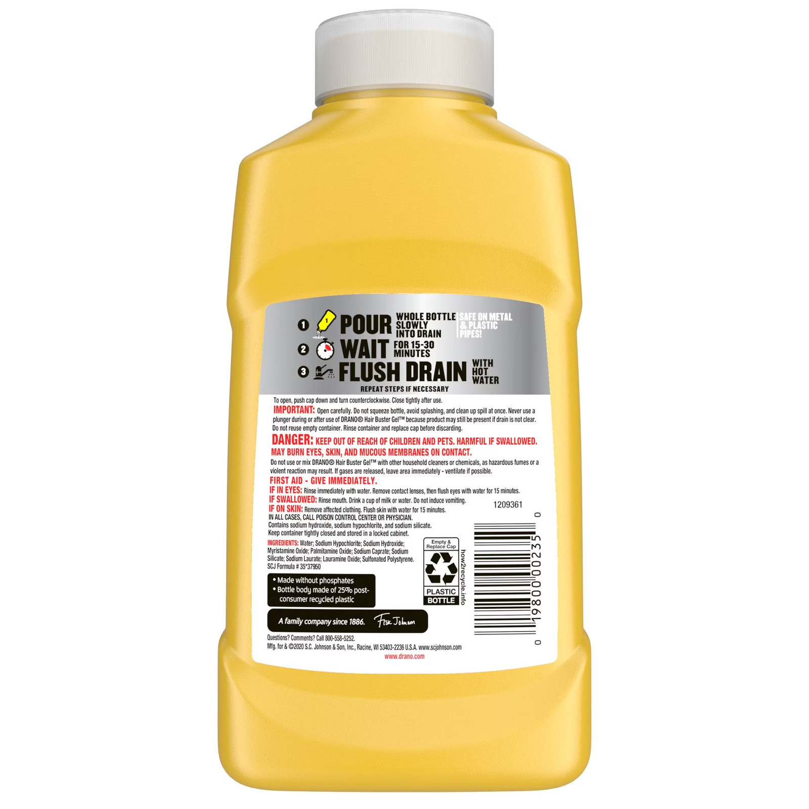 Hair Buster Gel Drain Clog Remover, Commercial Line, 16 fl oz