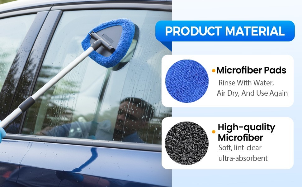 Windshield Cleaning Tool,Car Window Glass Wiper Cleaner,4/8XBrush Pad Extendable