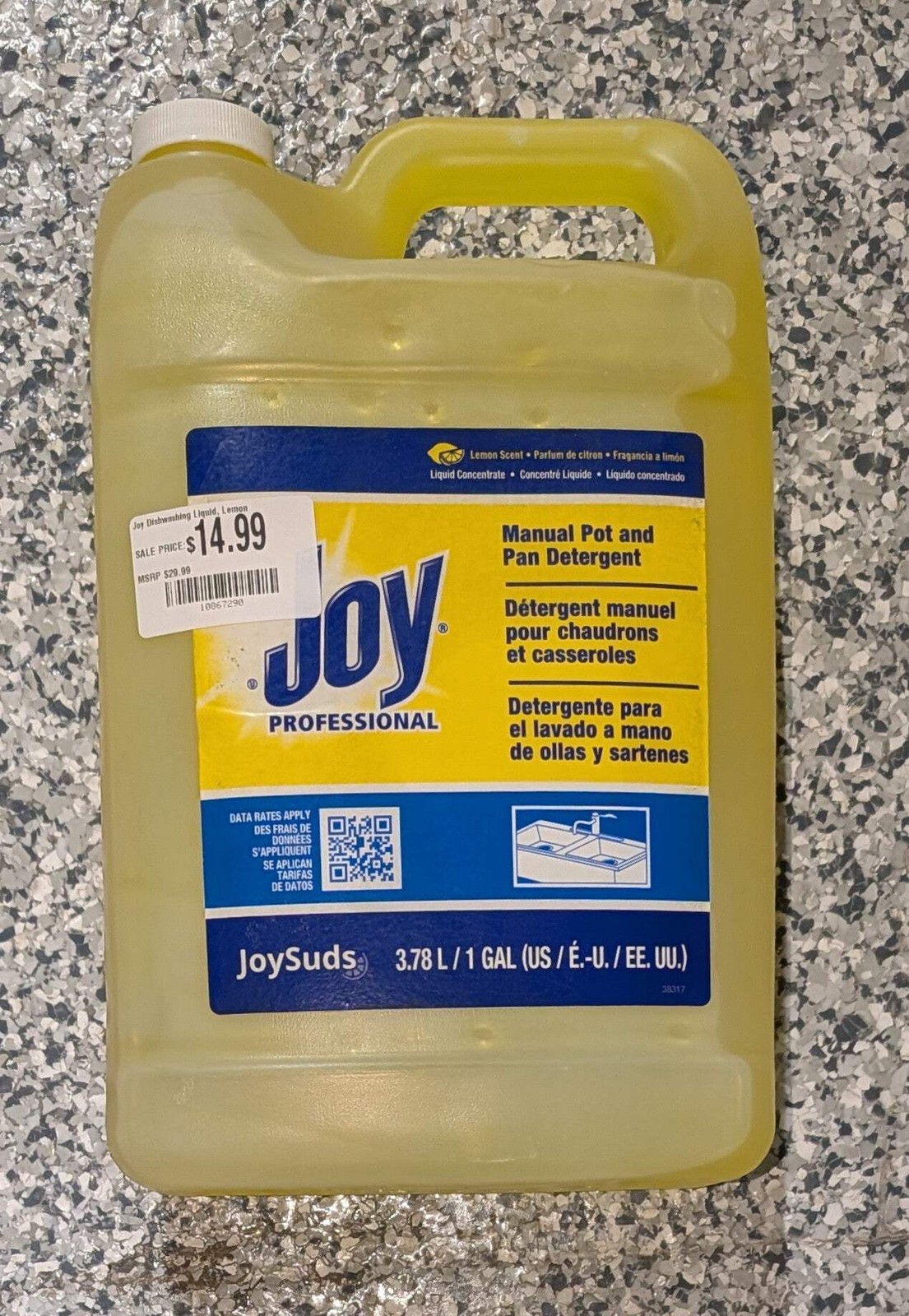 Joy Dishwashing Liquid Pot & Pan Detergent Lemon Scent 1 Gallon NEW