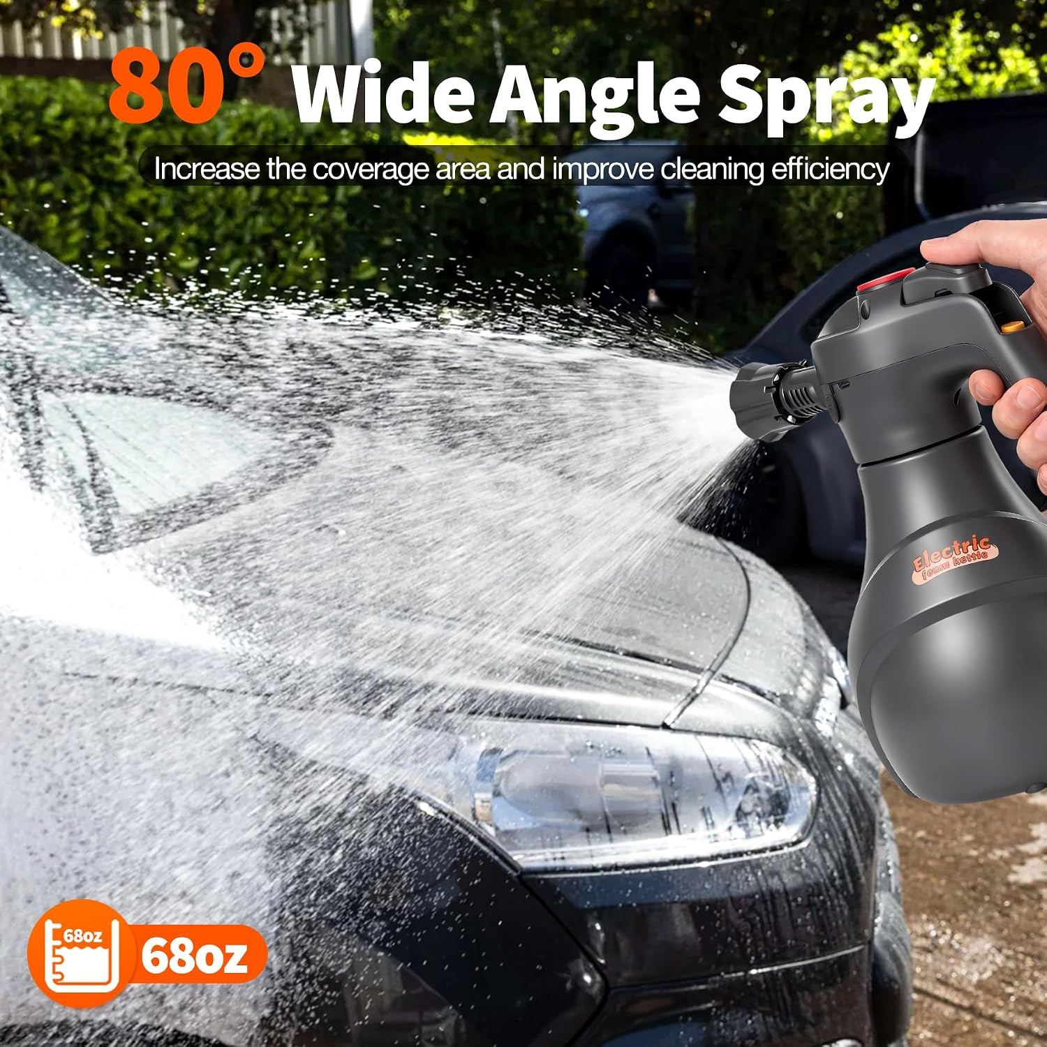 Electric Foam Sprayer Car Wash, 3000Mah Battery Powered Car Foam Sprayer with Vi