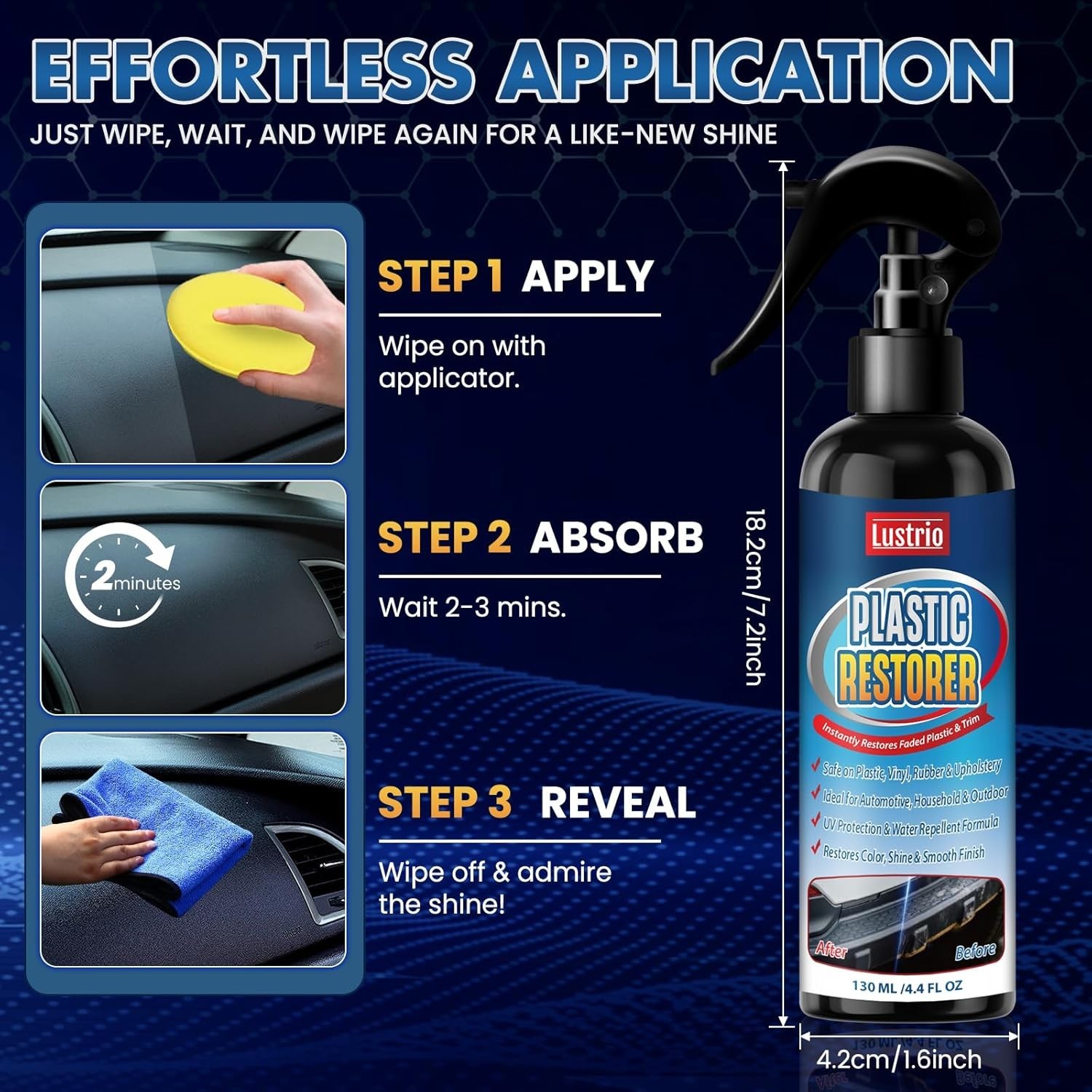 Black Trim & for Cars – Restores Faded Bumpers, Rubber & Vinyl – Long-Lasting…