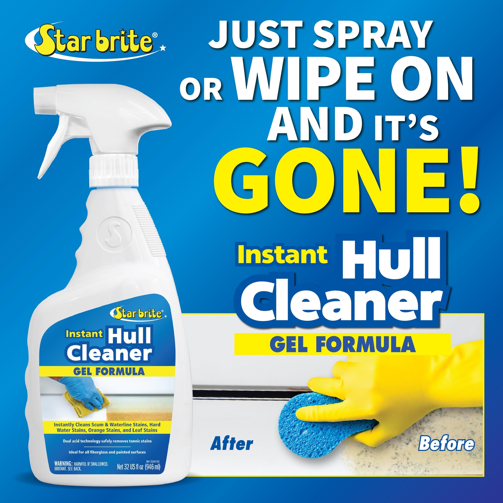 Star Brite Hull Cleaner 32oz Powerful Gel for Fiberglass and Painted Boats