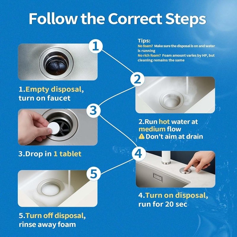 Garbage Disposal Cleaning Tablets 20g Citrus Deodorizer Fresh Odor Eliminator US