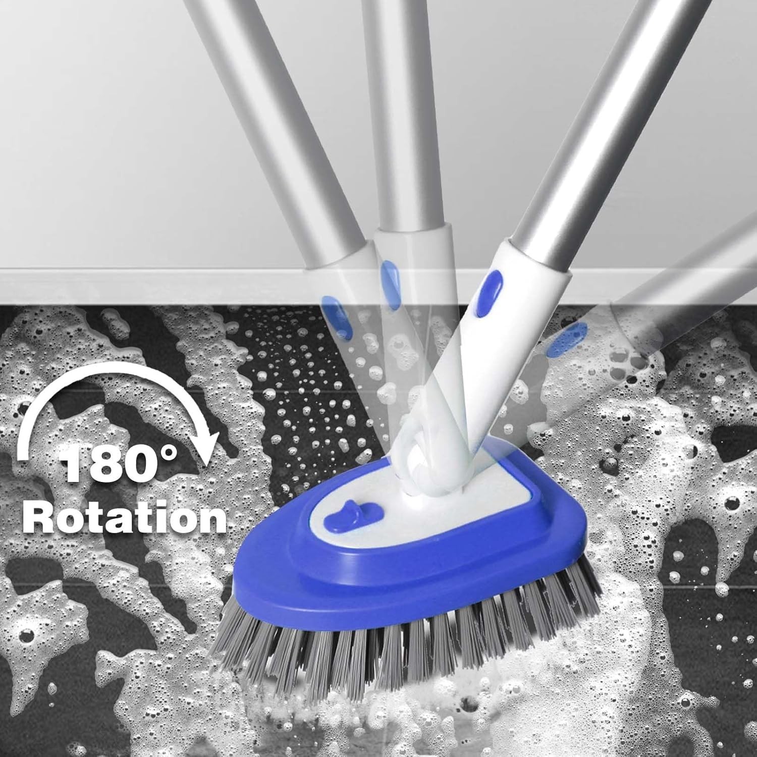 3-in-1 Floor Scrubber and Bathtub Cleaner with 52-Inch Adjustable Long Handle…