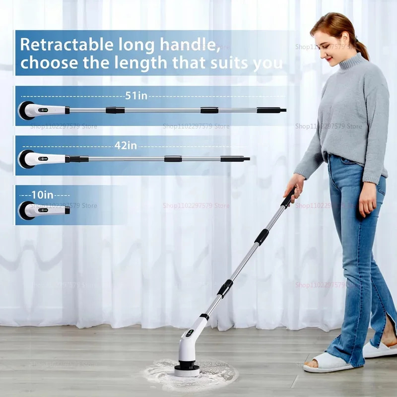 9 in 1 Electric Spin Scrubber Cordless Cleaning Brush Shower Scrubber Adjustable