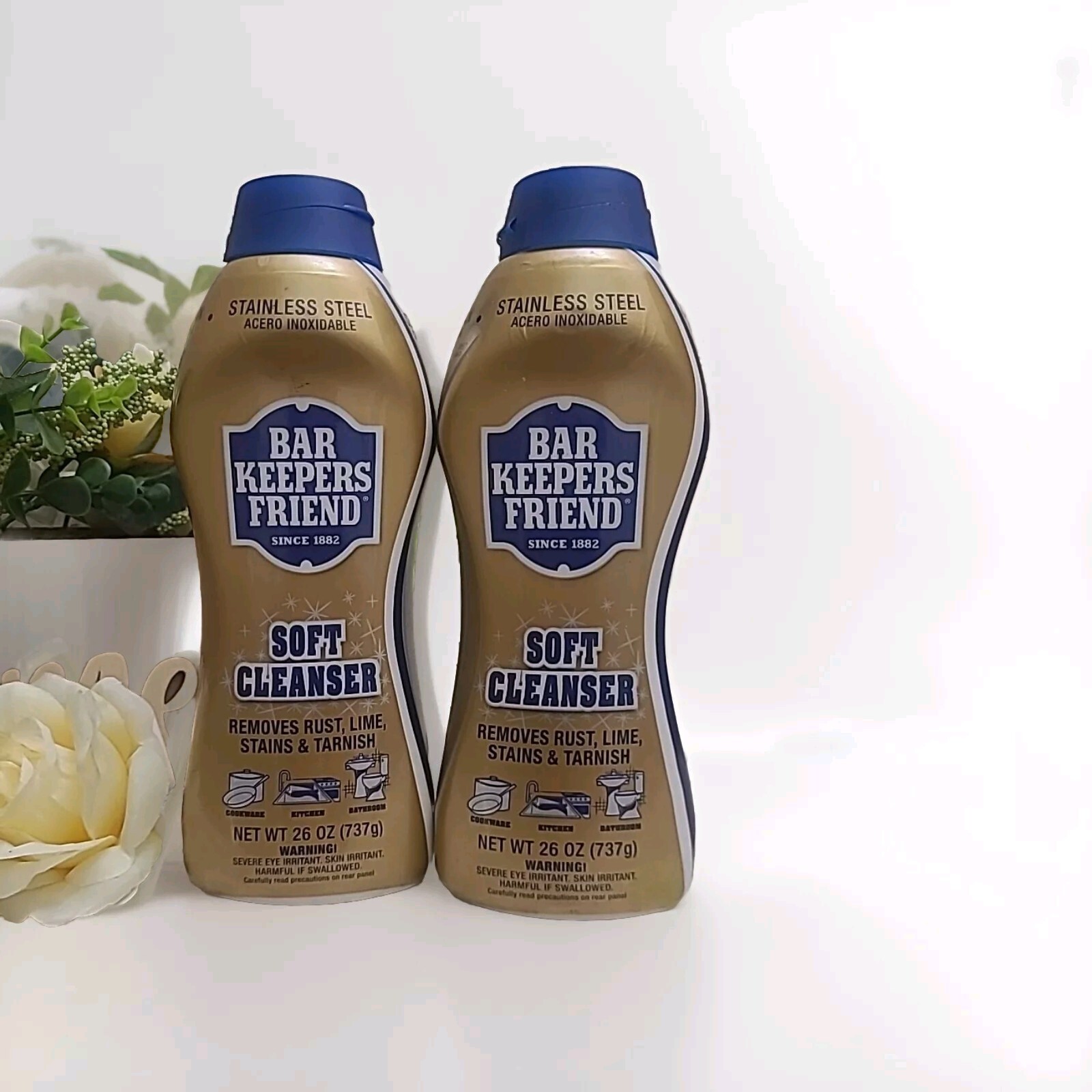 (2PKS-26 oz)BAR KEEPERS FRIEND SOFT CLEANSER KITCHEN RUST LIME STAINS REMOVER