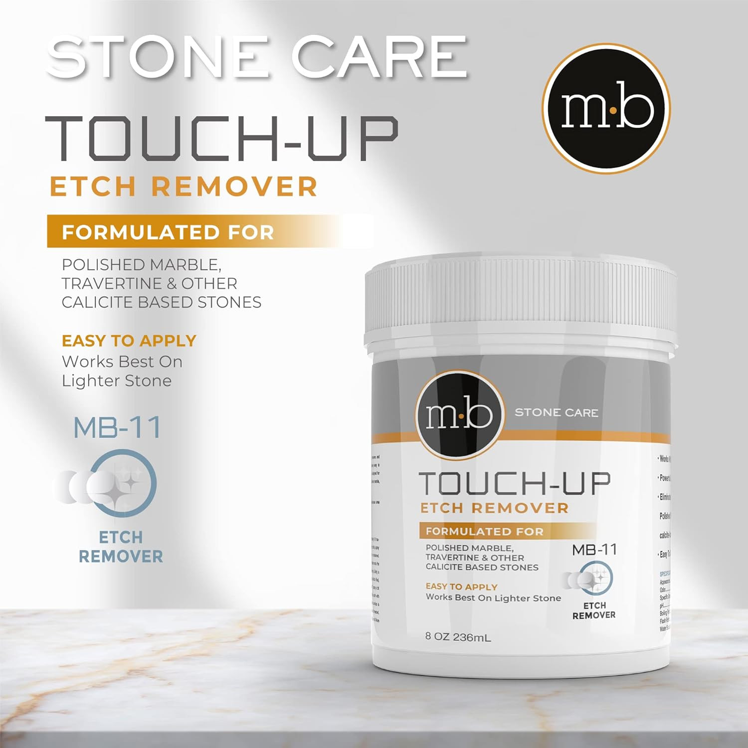 MB-11 Marble Polishing Powder & Cloth – Restore Marble, Travertine, Onyx Shine