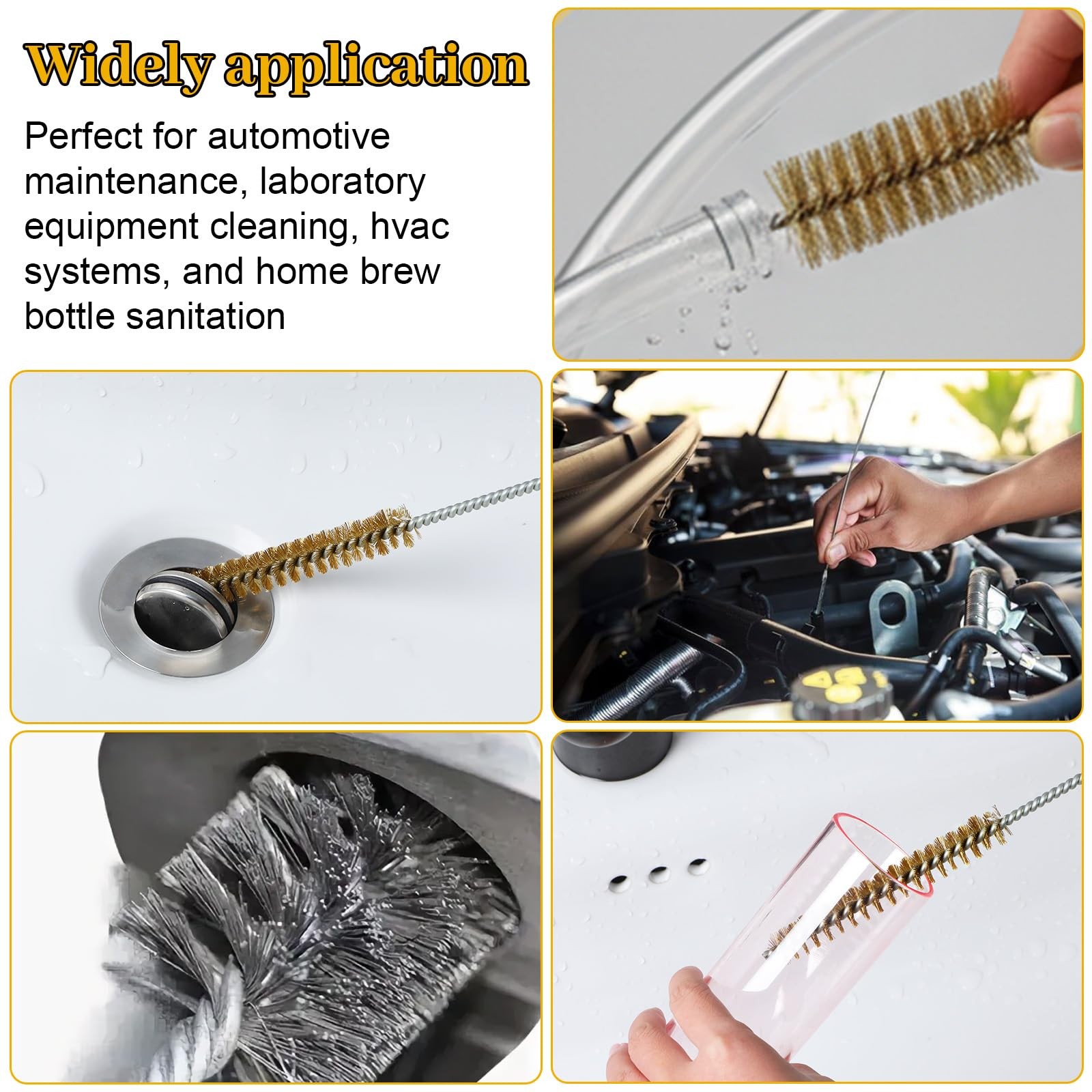 16Pcs Stainless Steel Brass Wire Tube Brushes Set, 12 Inch Long Round Wire Pi…