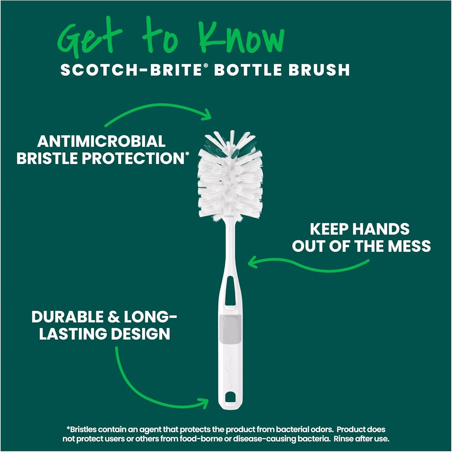 Scotch Brite Glass Bottle Brush Cleaning Tool Dishwasher Safe