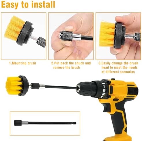 8 Pcs Drill Brush Attachment Set, Power Cleaning Scrub Brush Kit with Extend Lon
