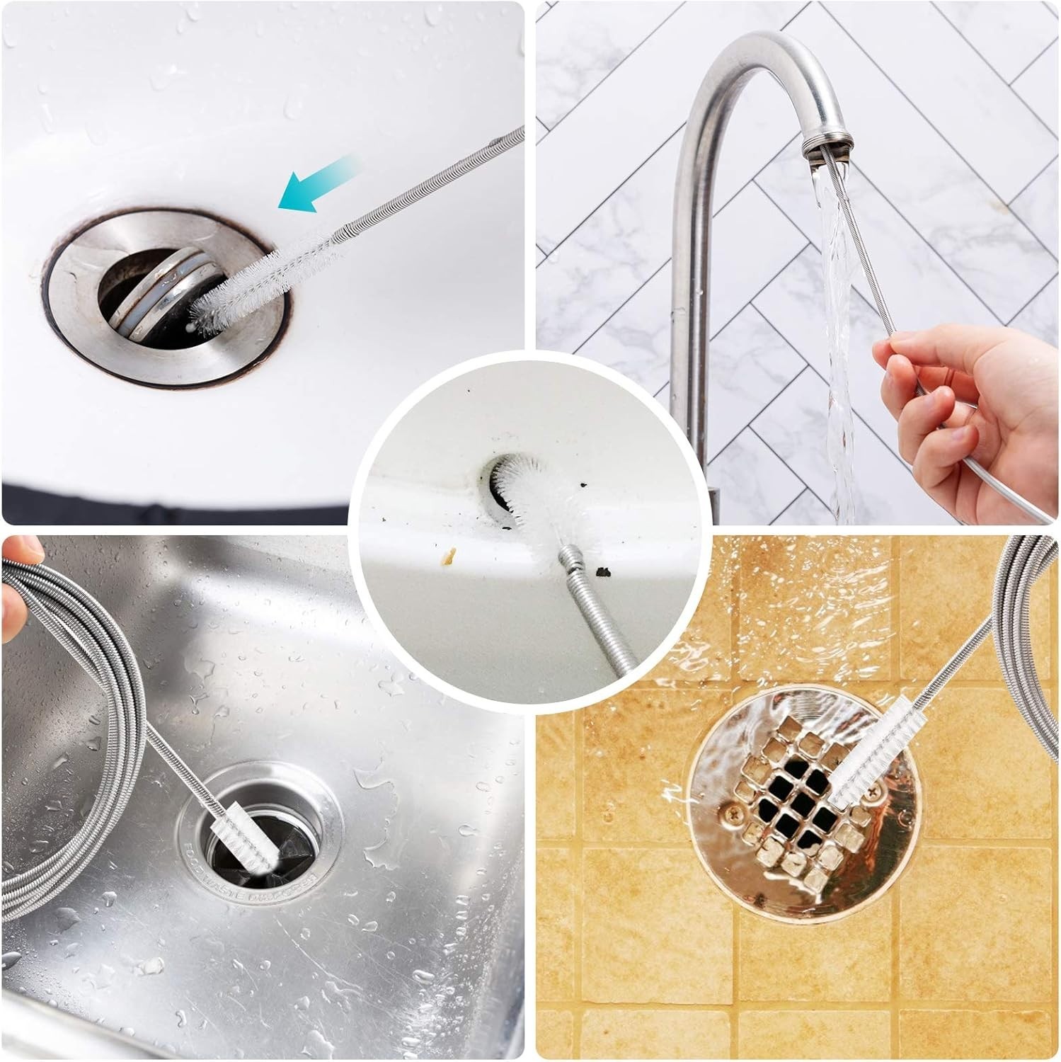 61 Inch Flexible Drain Brush – Soft Nylon Bristles for Safe Pipe Cleaning