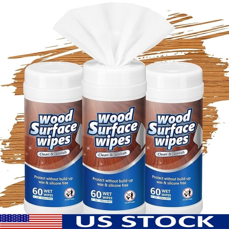 Wood Furniture Cleaner Wipes 180 Count Non-Woven Surface Polishing Towelettes US