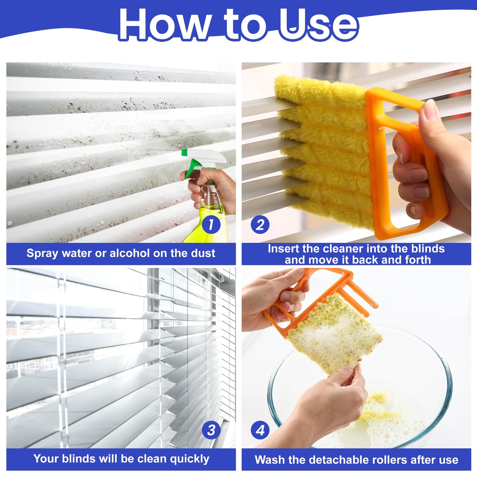 Blind Cleaner Duster Tool – 2 Pcs 7 Fingers Anti-Shedding Window Blind Cleane…